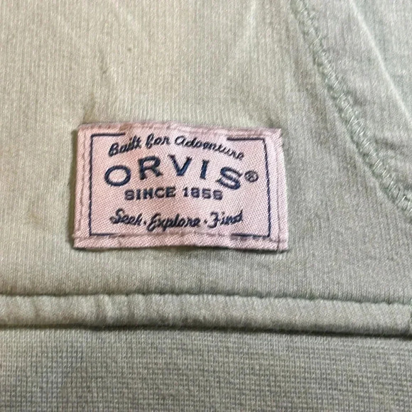 ORVIS WOMEN GREEN BLUE WHITE HOODIE PULLOVER KANGAROO POCKET/LONG SLEEVE - Picture 5 of 6